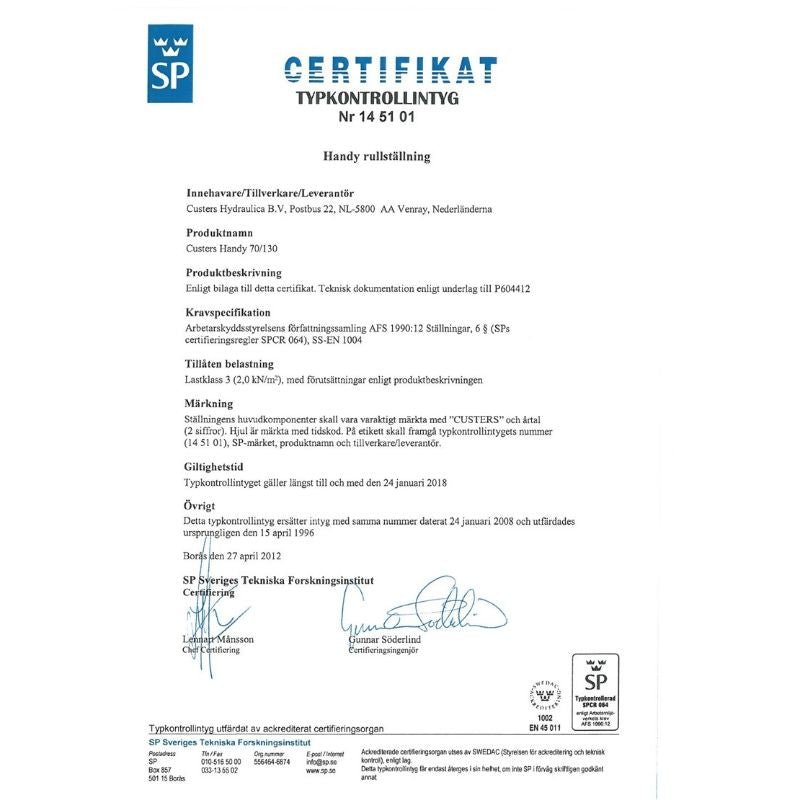 Rullställning 11 meter enkelbredd 74cm x 250cm x 11,5 m - Custers